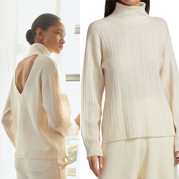 Naadam Womens Sweater Size XSmall Open Back Cashmere Wool Turtleneck Pullover - Picture 1 of 9